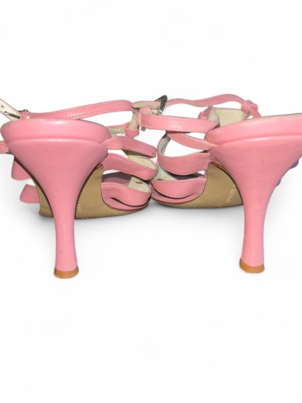 Pink Leather Cutout Sandals - Picture 4 of 5